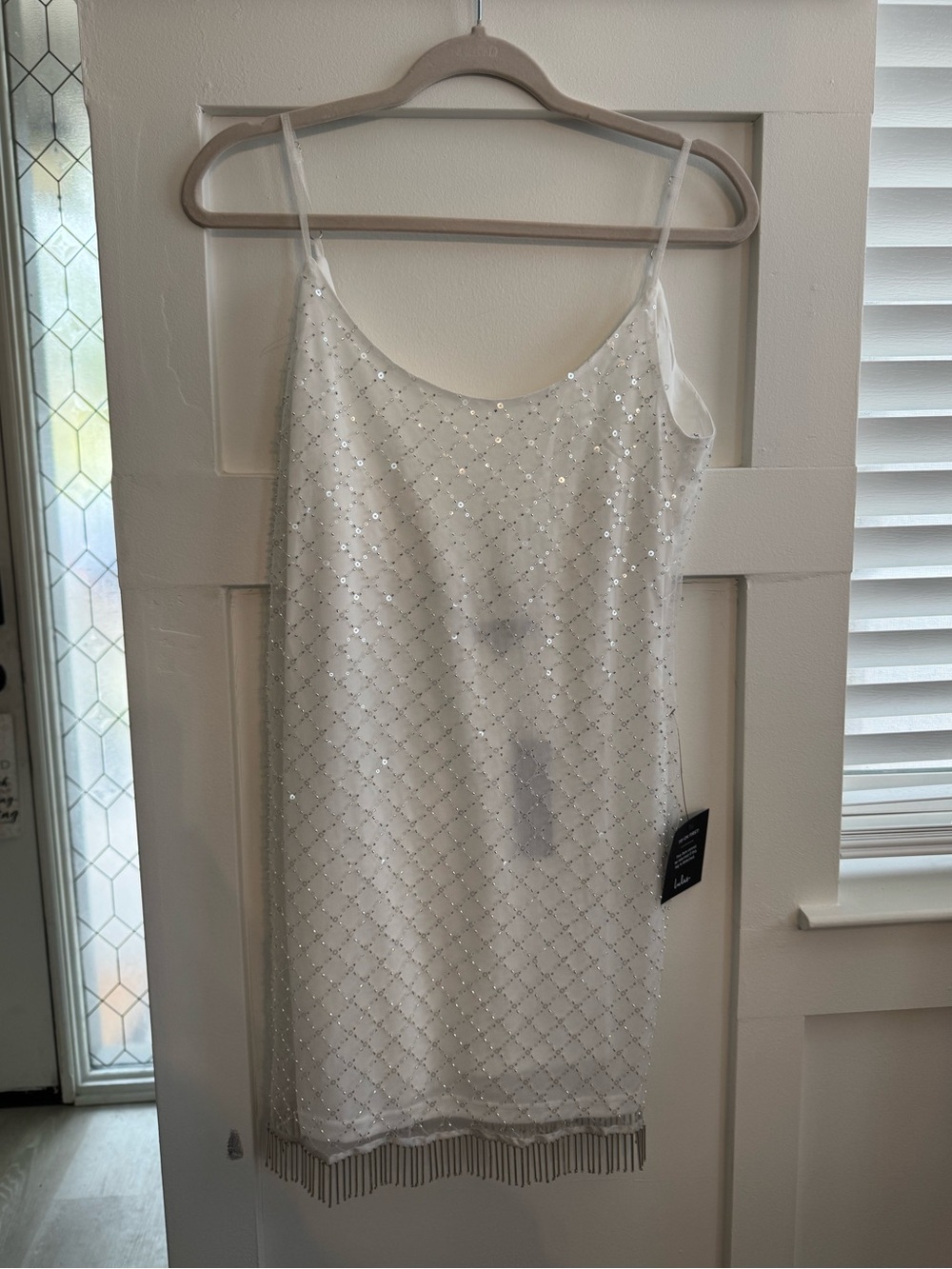 Lulus White Beaded Mini Dress